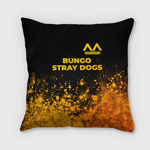 Подушка квадратная Bungo Stray Dogs - gold gradient: символ сверху / 3D-принт – фото 1