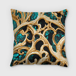Подушка квадратная Золотые ветви, цвет: 3D-принт
