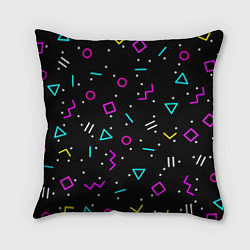 Подушка квадратная Colored neon geometric shapes, цвет: 3D-принт