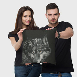 Подушка квадратная Серый мудрый волк, цвет: 3D-принт — фото 2