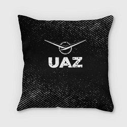 Подушка квадратная UAZ с потертостями на темном фоне, цвет: 3D-принт
