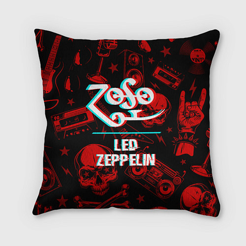 Подушка квадратная Led Zeppelin rock glitch / 3D-принт – фото 1