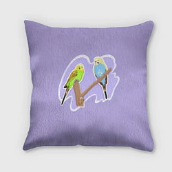 Подушка квадратная Пара волнистых попугаев, цвет: 3D-принт
