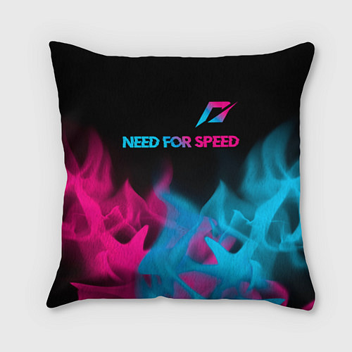 Подушка квадратная Need for Speed - neon gradient: символ сверху / 3D-принт – фото 1