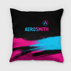 Подушка квадратная Aerosmith - neon gradient: символ сверху, цвет: 3D-принт