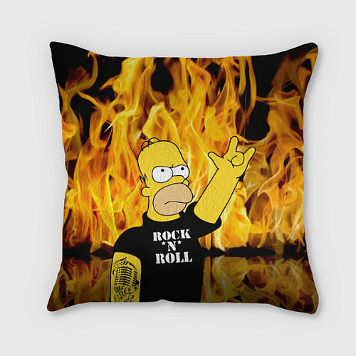Подушка квадратная Homer Simpson - Rock n Roll! / 3D-принт – фото 1