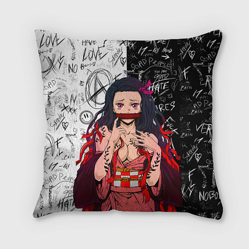 Подушка квадратная Незуко - Клинок рассекающий демонов / 3D-принт – фото 1