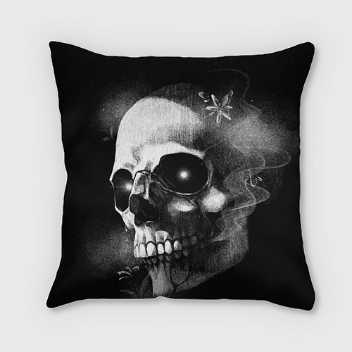 Подушка квадратная Туманный череп - рисунок карандашом / 3D-принт – фото 1