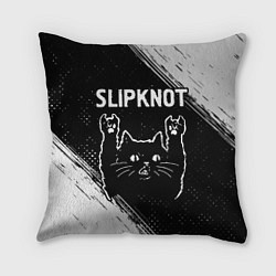 Подушка квадратная Группа Slipknot и рок кот, цвет: 3D-принт