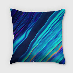 Подушка квадратная Голографические волны, тёмная абстракция, цвет: 3D-принт