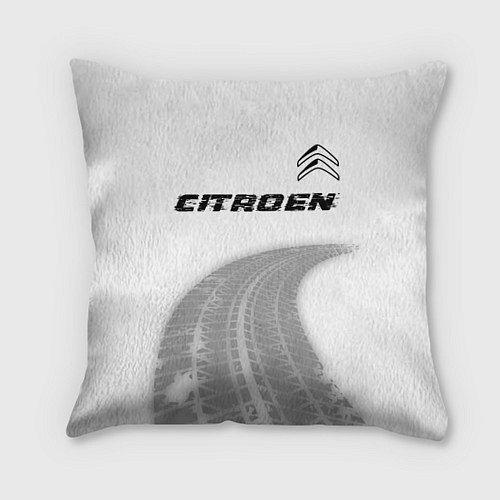 Подушка квадратная Citroen speed на светлом фоне со следами шин: симв / 3D-принт – фото 1