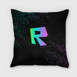 Подушка квадратная Roblox logo neon, цвет: 3D-принт