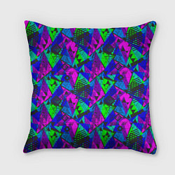 Подушка квадратная Неоновый абстрактный геометрический узор, цвет: 3D-принт