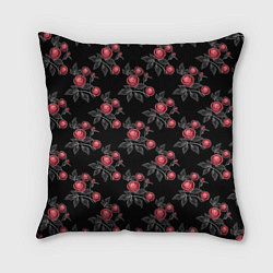 Подушка квадратная Акварельные розы на черном, цвет: 3D-принт