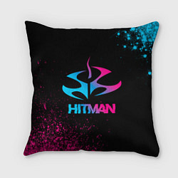 Подушка квадратная Hitman - neon gradient, цвет: 3D-принт