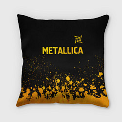 Подушка квадратная Metallica - gold gradient: символ сверху, цвет: 3D-принт