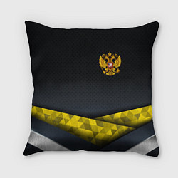 Подушка квадратная Золотой герб black gold, цвет: 3D-принт