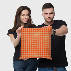 Подушка квадратная Цветочки на оранжевом фоне, цвет: 3D-принт — фото 2