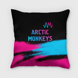 Подушка квадратная Arctic Monkeys - neon gradient: символ сверху, цвет: 3D-принт