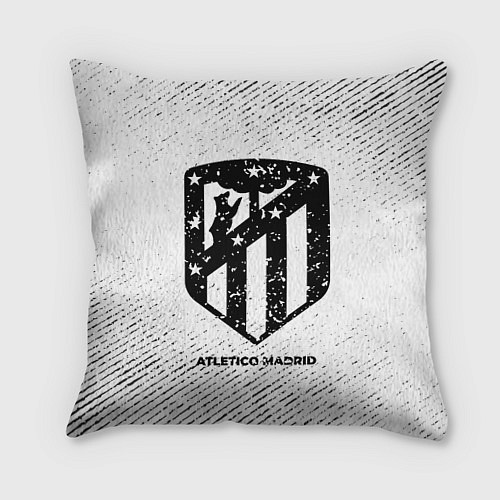 Подушка квадратная Atletico Madrid с потертостями на светлом фоне / 3D-принт – фото 1