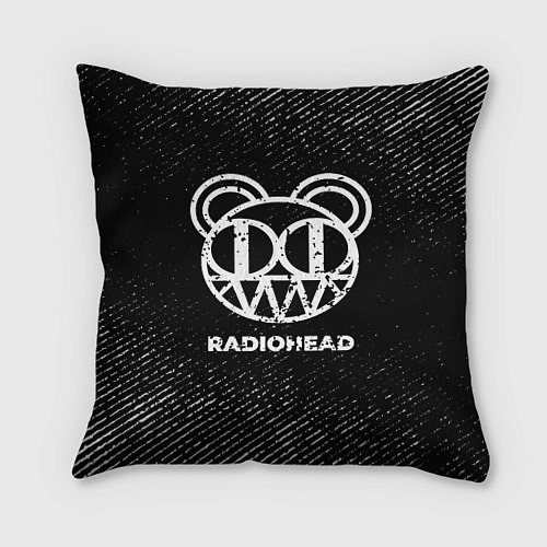 Подушка квадратная Radiohead с потертостями на темном фоне / 3D-принт – фото 1