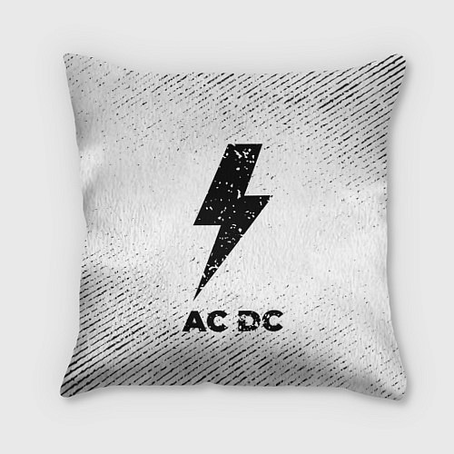 Подушка квадратная AC DC с потертостями на светлом фоне / 3D-принт – фото 1