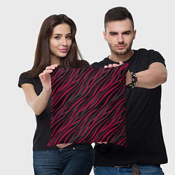 Подушка квадратная Модный полосатый красно- черный узор Зебра, цвет: 3D-принт — фото 2
