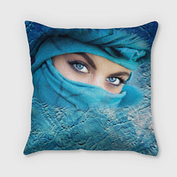 Подушка квадратная Синеглазая девушка в хиджабе, цвет: 3D-принт