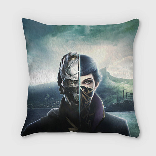Подушка квадратная Dishonored - Эмили Колдуин / 3D-принт – фото 1