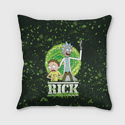 Подушка квадратная Morty and Rick portal