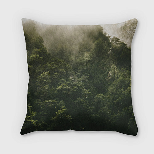 Подушка квадратная Листья и дождик / 3D-принт – фото 1