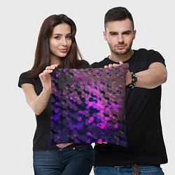 Подушка квадратная Плиты фиолетовый неон, цвет: 3D-принт — фото 2