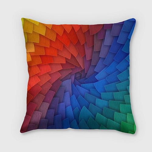 Подушка квадратная Листы цветной бумаги / 3D-принт – фото 1