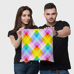Подушка квадратная Узор из разноцветных ромбов, цвет: 3D-принт — фото 2