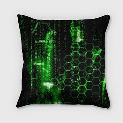 Подушка квадратная Зелёный программный код, цвет: 3D-принт
