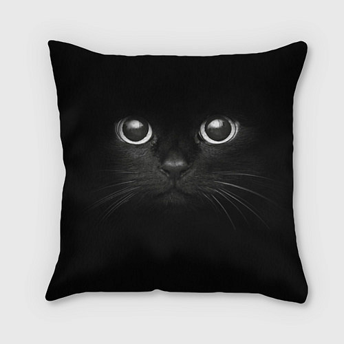 Подушка квадратная Взгляд чёрного кота / 3D-принт – фото 1