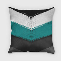 Подушка квадратная Абстрактный полосатый серо-бирюзовый узор, цвет: 3D-принт