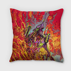 Подушка квадратная Евангелион красочный, цвет: 3D-принт