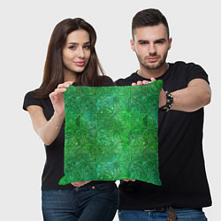 Подушка квадратная Узорчатый зеленый стеклоблок имитация, цвет: 3D-принт — фото 2