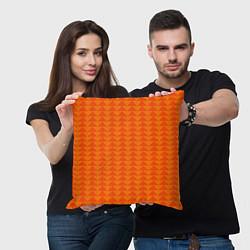 Подушка квадратная Геометрия - оранжевые фигуры, цвет: 3D-принт — фото 2