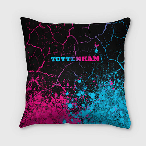 Подушка квадратная Tottenham - neon gradient: символ сверху / 3D-принт – фото 1