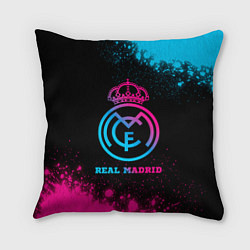 Подушка квадратная Real Madrid - neon gradient, цвет: 3D-принт