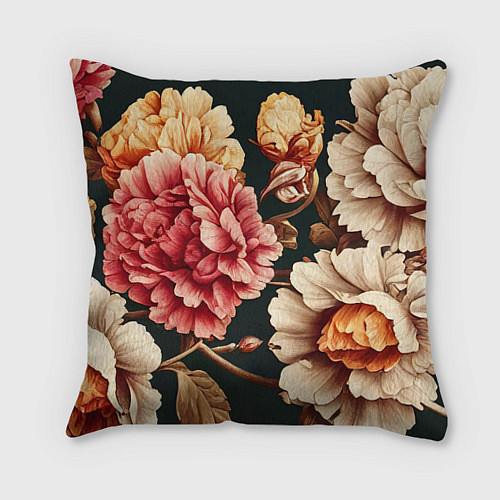 Подушка квадратная Цветы в стиле рококо / 3D-принт – фото 1