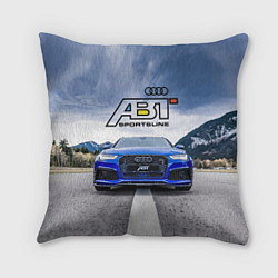 Подушка квадратная Audi ABT - sportsline на трассе, цвет: 3D-принт