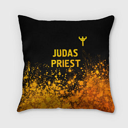 Подушка квадратная Judas Priest - gold gradient: символ сверху, цвет: 3D-принт