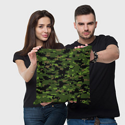 Подушка квадратная Камуфляж лесной пиксель, цвет: 3D-принт — фото 2