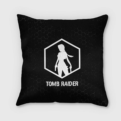 Подушка квадратная Tomb Raider glitch на темном фоне / 3D-принт – фото 1