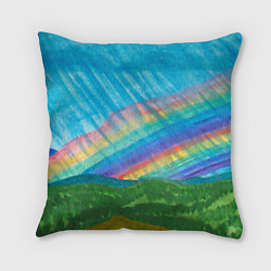 Подушка квадратная Летний дождь радуга, цвет: 3D-принт