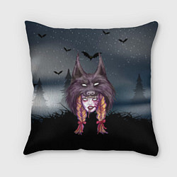 Подушка квадратная Девушка в скальпеле волка, цвет: 3D-принт