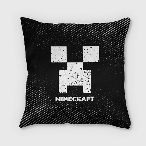 Подушка квадратная Minecraft с потертостями на темном фоне / 3D-принт – фото 1